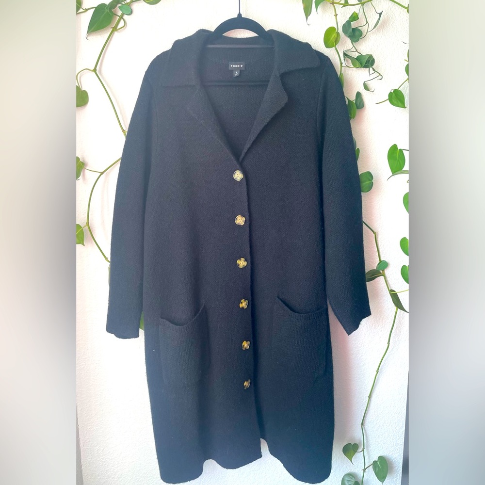 Torrid black Coatigan collared Sweater